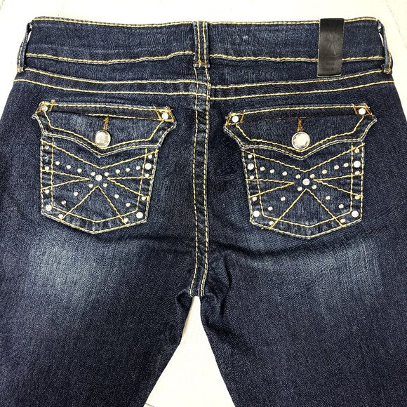 X Ten Denim Bling Blue Jeans Mid Rise Capri Size 11 - Picture 1 of 12